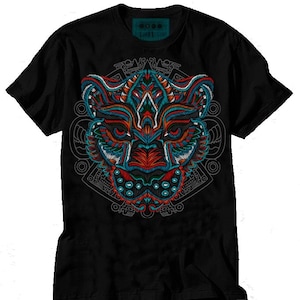 Jaguar Head T-shirt / Mexican Graphic Men / Playera México Estambres