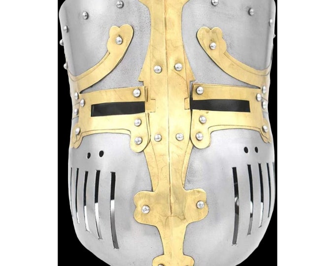 Great Bucket Barrel Helm Pot Helmet | Helmet of Castile | Medieval Warrior Steel Knight Battle Replica Helmet | Unisex Cosplay Halloween