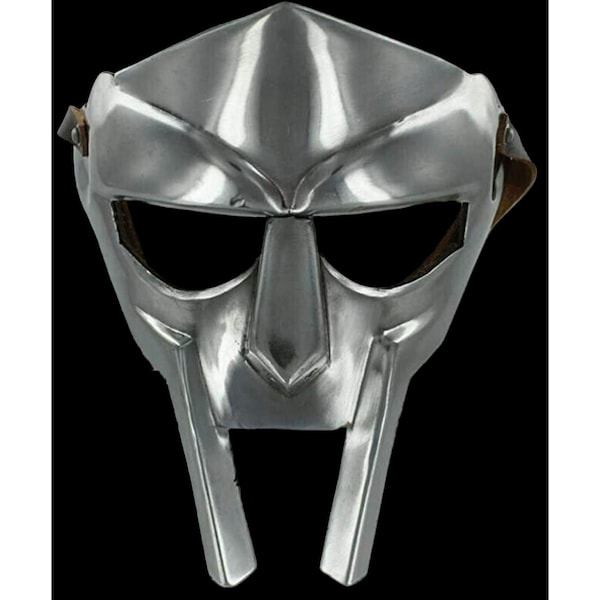 Handmade Halloween Gladiator Costume Mask  Adult Custom Crafted MF Doom Mask Handmade Silver/Black