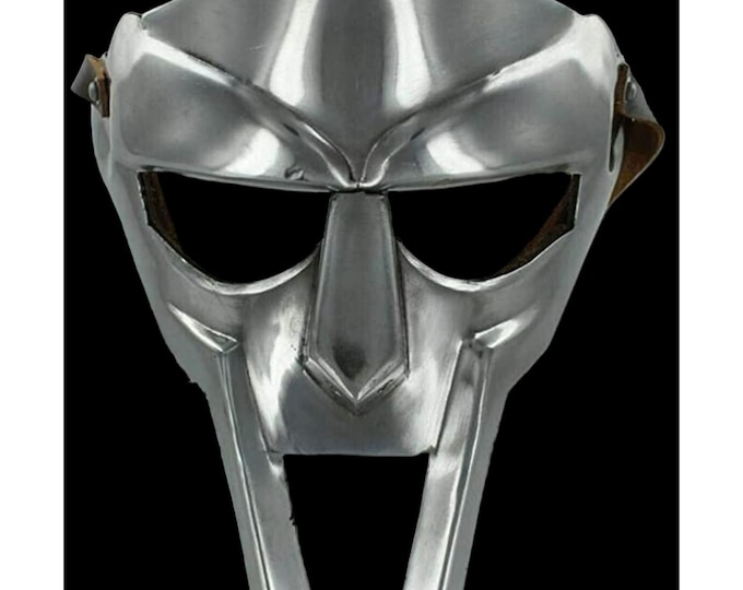Handmade Halloween Gladiator Costume Mask  Adult Custom Crafted MF Doom Mask Handmade Silver/Black