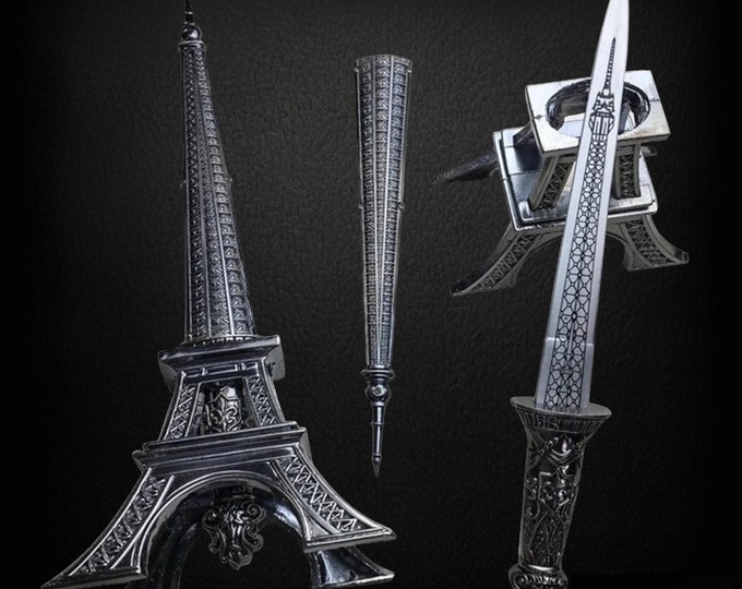 Decorative Paris Eiffel Tower 15" Letter Opener Fantasy Dagger Gift w/ Display Stand For Love One