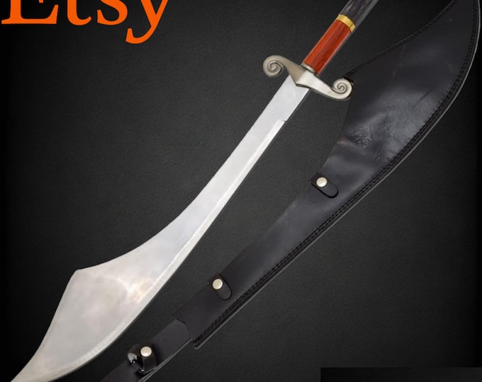 Sinbad Pirate Scimitar Full Wide Blade Handmade Sword Comes with Black Leather Carrying Case