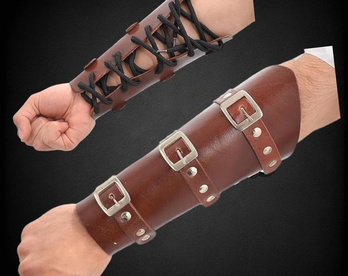 Handcrafted Adults Faux Leather Arm Guards - Medieval Costume