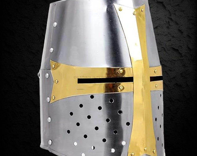 Medieval Knight Templar Helmet - Crusader Armor Collectible and Costume cosplays Comes W/ Display Stand