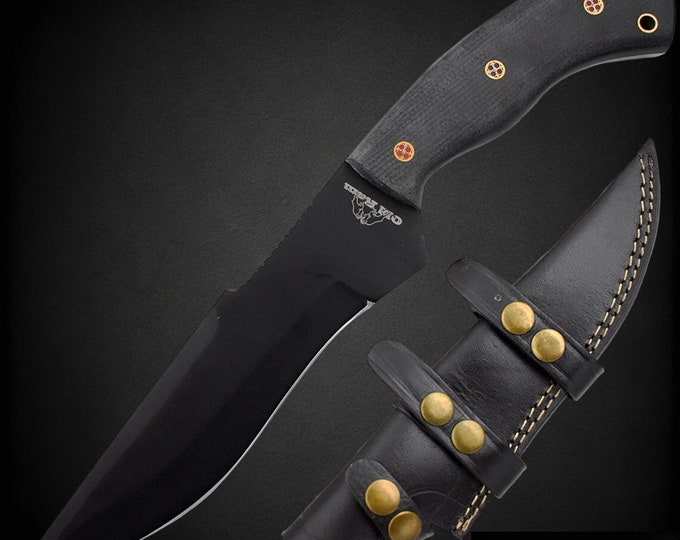 Handmade Blade Durable Black Fixed Blade Full Tang Heavy Duty Hunting Knife Comes With Black Premium Leather Sheath