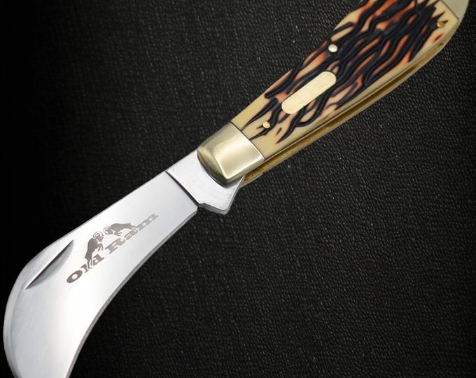 Collective Hawkbill Pruner Knife Traditional Lock blade Folding Knife Beautiful Design Handle
