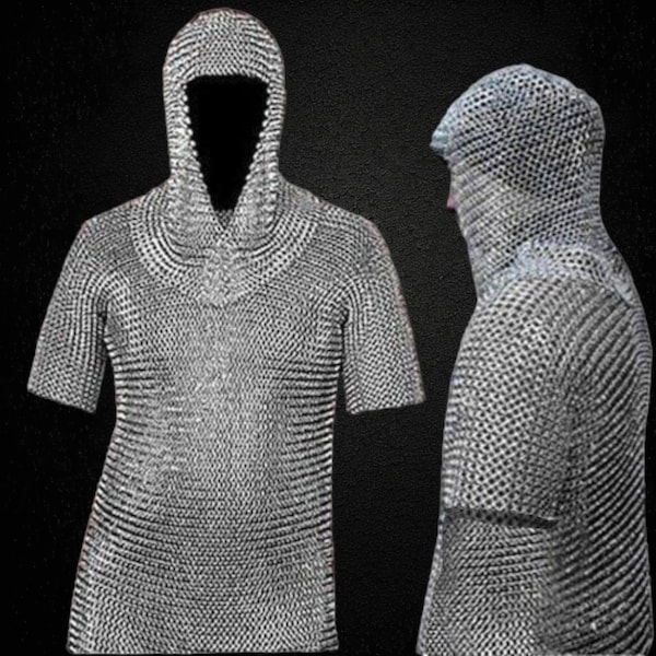 Medieval ChainMail Shirt and Coif Armor Set LARP Costume