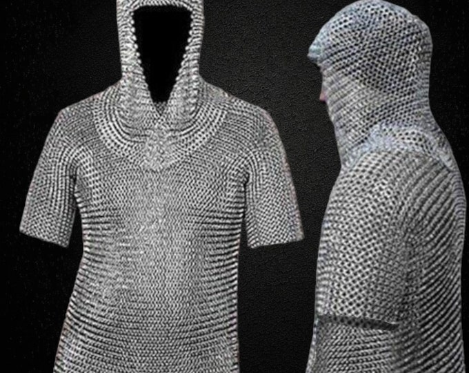 Medieval ChainMail Shirt and Coif Armor Set LARP Costume