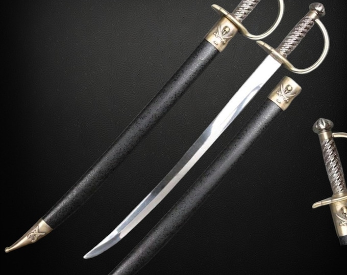 High Quality Pirates of Caribbean Cutlass Sword with Bow Guard, Perfect for Cosplay (Unsharpened)