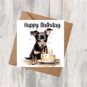Australische Kelpie Hond 6 "x 6" Verjaardagskaart - Starprint Geschenken en ontwerpen. Ruimte voor uw eigen bericht binnen. Kan gepersonaliseerd worden.