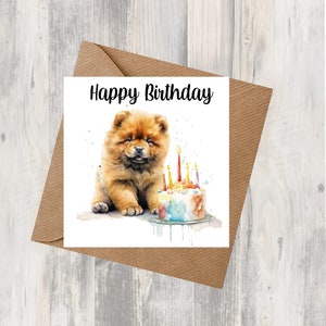 Carte d'anniversaire Chow Chow Dog 6 x 6 po. - Cadeaux et designs avec empreintes d'étoiles. De la place pour votre propre message à l'intérieur. Peut être personnalisé.