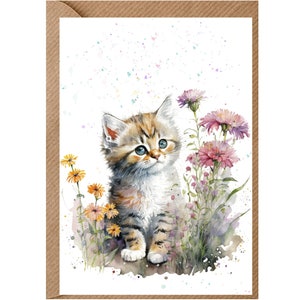 Gepersonaliseerde mooie kat (8) wenskaart /notelet (6 "x 4") met envelop - ideaal voor elke gelegenheid. Kan indien gewenst blanco worden gelaten