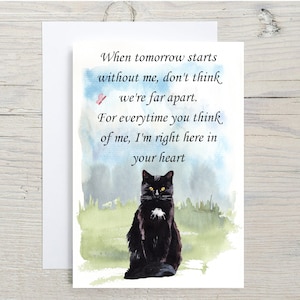 Carte de sympathie Black Cat A6 (4"x 6 ») (vierge à l’intérieur) par Starprint Gifts and Designs. Vide pour écrire votre propre message à l’intérieur.