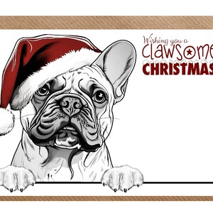 Französische Bulldogge A6 (4 "x 6") Claw einige Weihnachtskarte (innen leer) von Starprint Gifts and Designs.