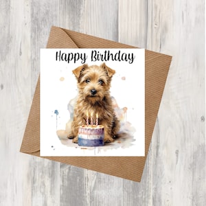 Biglietto d'auguri per cane Norfolk Terrier 6"x 6" - Regali e design Starprint. Spazio per il tuo messaggio all'interno. Può essere personalizzato.