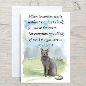 Belle carte de sympathie Russian Blue Cat A6 (4 « x 6 ») (Blank Inside) par Starprint Gifts and Designs. Vide pour écrire votre propre message à l’intérieur.