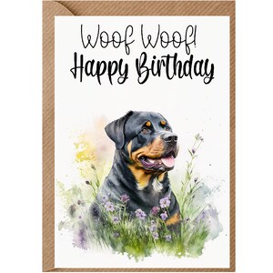 Rottweiler Hond Verjaardagskaart (6"x 4") met Envelop - Ideaal voor elke gelegenheid. Kan leeg gelaten worden indien gewenst of gepersonaliseerd