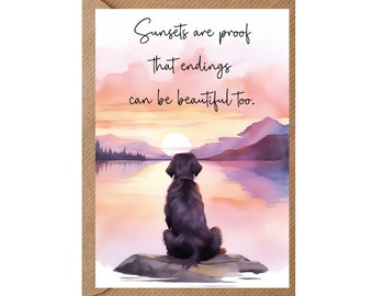 Biglietto di condoglianze con cane A6 (4"x 6") (interno vuoto) di Starprint Gifts and Designs. Vuoto per scrivere il tuo messaggio all'interno.