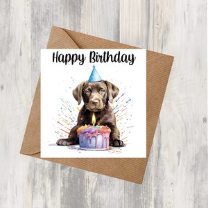 Carte d'anniversaire Labrador Retriever Dog 6 x 6 po. - Cadeaux et designs avec empreintes d'étoiles. De la place pour votre propre message à l'intérieur. Peut être personnalisé.
