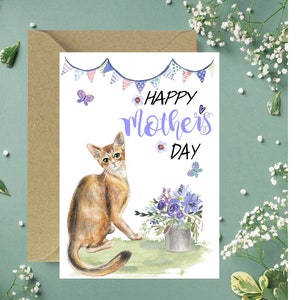 Abessinier Katzen Muttertagskarte (Blank Inside) von Starprint Geschenke und Designs. Leer, um Ihre eigene Nachricht hinein zu schreiben.