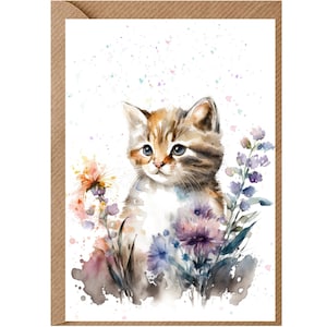 Gepersonaliseerde mooie kat (10) wenskaart /notelet (6 "x 4") met envelop - ideaal voor elke gelegenheid. Kan indien gewenst blanco worden gelaten