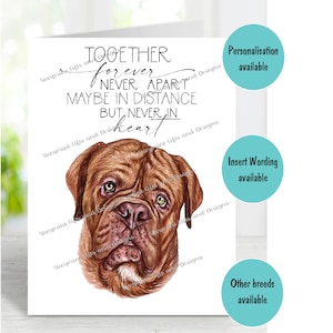 Bordeauxdog A6 (4"x 6") condoleancekaart (blanco binnenkant) van Starprint Gifts and Designs. Blanco om je eigen bericht op te schrijven