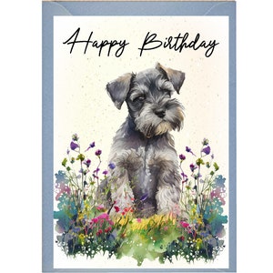 Dwergschnauzer hond verjaardagskaart /notelet (6 "x 4") met envelop - ideaal voor elke gelegenheid. Kan leeg of gepersonaliseerd worden gelaten