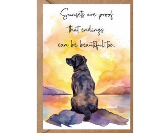 Biglietto di condoglianze con disegno del cane n. 4 A6 (4"x 6") (interno vuoto) di Starprint Gifts and Designs. Vuoto per scrivere il tuo messaggio all'interno.