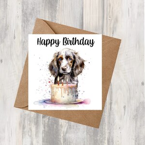 Carte d'anniversaire pour chien setter anglais de 15 x 15 cm (6 po. x 15 po.) - Cadeaux et designs avec empreintes d'étoiles. De la place pour votre propre message à l'intérieur. Peut être personnalisé.