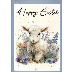Personalisierte Baby-Ziege-Ostern-Grußkarte /Notelet (6 "x 10") mit Umschlag - Ideal für jeden Anlass. Kann leer gelassen werden, wenn gewünscht