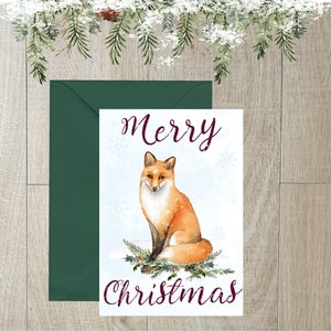 Merry Christmas Fox A6 (4"x 6 ») Carte de Noël (Blank Inside) par Starprint Gifts and Designs. Beaucoup d’espace pour votre propre message à l’intérieur.