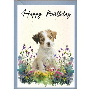 Jack Russell Dog Verjaardagskaart /Notelet (6"x 4") met Envelop - Ideaal voor elke gelegenheid. Kan leeg of gepersonaliseerd worden gelaten