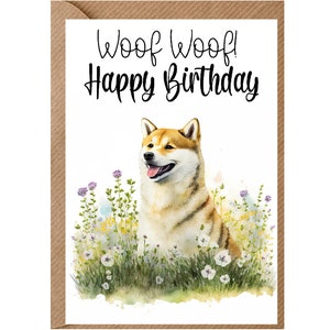 Shiba Inu Hond Verjaardagskaart (6"x 4") met Envelop - Ideaal voor elke gelegenheid. Kan leeg gelaten worden indien gewenst of gepersonaliseerd