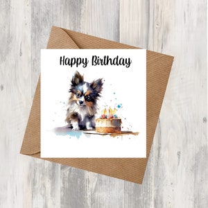 Papillon Dog 6 "x 6" verjaardagskaart - Starprint geschenken en ontwerpen. Ruimte voor uw eigen bericht binnen. Kan gepersonaliseerd worden.