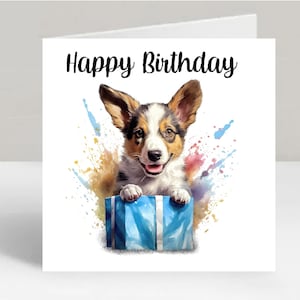 Vest Welsh corgi-hond 6 x 6 inch verjaardagskaart - Starprint cadeaus en ontwerpen. Ruimte voor je eigen bericht aan de binnenkant. Kan worden gepersonaliseerd.