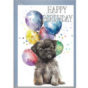 Affenpinscher puppy hond verjaardagskaart met envelop - ideaal voor elke gelegenheid. Kan leeg worden gelaten indien gewenst of gepersonaliseerd