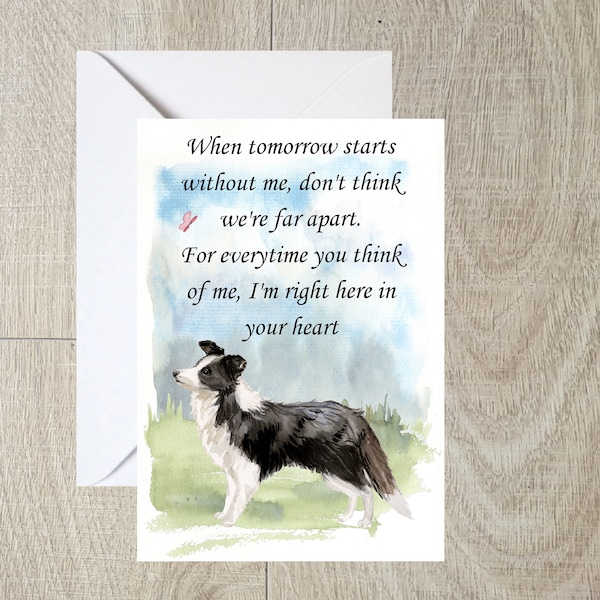 Border Collie Dog A6 (4"x 6") Sympathy Card (Blank Inside) by Starprint Gifts and Designs. Blank to write your own message inside.