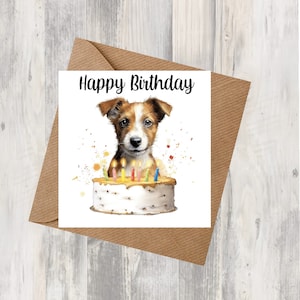 Biglietto d'auguri per cane Jack Russell Terrier 6"x 6" - Regali e design Starprint. Spazio per il tuo messaggio all'interno. Può essere personalizzato.