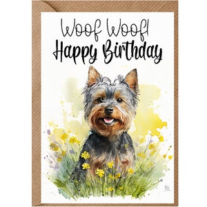 Yorkshire Terrier Dog verjaardagskaart (6"x 4") met envelop - Ideaal voor elke gelegenheid. Kan leeg gelaten worden indien gewenst of gepersonaliseerd