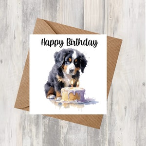 Berner Sennenhund Geburtstagskarte - 6"x 6" - Starprint Geschenke und Designs. Platz für Deine eigene Nachricht auf der Innenseite. Kann personalisiert werden.