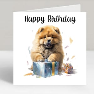 Chow Chow Dog verjaardagskaart van 6 x 6 inch - Starprint cadeaus en ontwerpen. Ruimte voor je eigen bericht aan de binnenkant. Kan worden gepersonaliseerd.