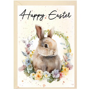 Gepersonaliseerde Konijn/Konijn (2) Paaswenskaart /Notelet (6"x 4") met Envelop - Ideaal voor elke gelegenheid. Kan desgewenst blanco worden gelaten