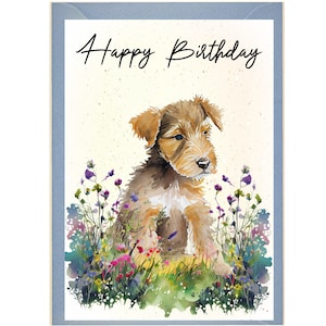 Airedale Terrier Dog Verjaardagskaart /Notelet (6"x 4") met Envelop - Ideaal voor elke gelegenheid. Kan leeg worden gelaten indien gewenst of gepersonaliseerd