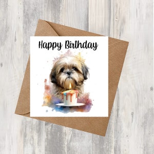 Lhasa Apso Hond 6 "x 6" Verjaardagskaart - Starprint Geschenken en ontwerpen. Ruimte voor uw eigen bericht binnen. Kan gepersonaliseerd worden.