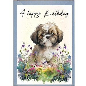 Shih Tzu hond verjaardagskaart /notelet (6 "x 4") met envelop - ideaal voor elke gelegenheid. Kan leeg of gepersonaliseerd worden gelaten
