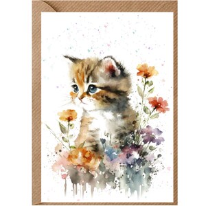 Gepersonaliseerde mooie kat (11) wenskaart /notelet (6 "x 4") met envelop - ideaal voor elke gelegenheid. Kan indien gewenst blanco worden gelaten