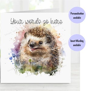 Carte vierge Happy Hedgehog de 15 x 15 cm - Cadeaux et designs avec empreintes d'étoiles. De la place pour votre propre message à l'intérieur. Peut être personnalisé.