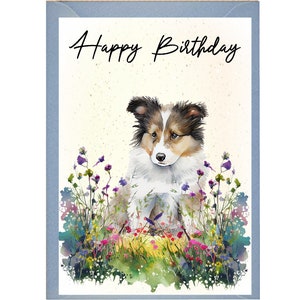 Shetland Sheepdog/Sheltie Dog Verjaardagskaart /Notelet (6"x 4") met envelop - Ideaal voor elke gelegenheid. Kan leeg of gepersonaliseerd worden gelaten