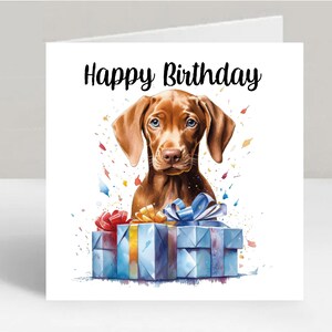 Carte d'anniversaire Vizsla Dog 6 x 6 po - Cadeaux et designs avec empreintes d'étoiles. De la place pour votre propre message à l'intérieur. Peut être personnalisé.