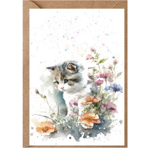 Gepersonaliseerde mooie kat (12) wenskaart/notitie (6 x 4 inch) met envelop: ideaal voor elke gelegenheid. Kan desgewenst leeg worden gelaten